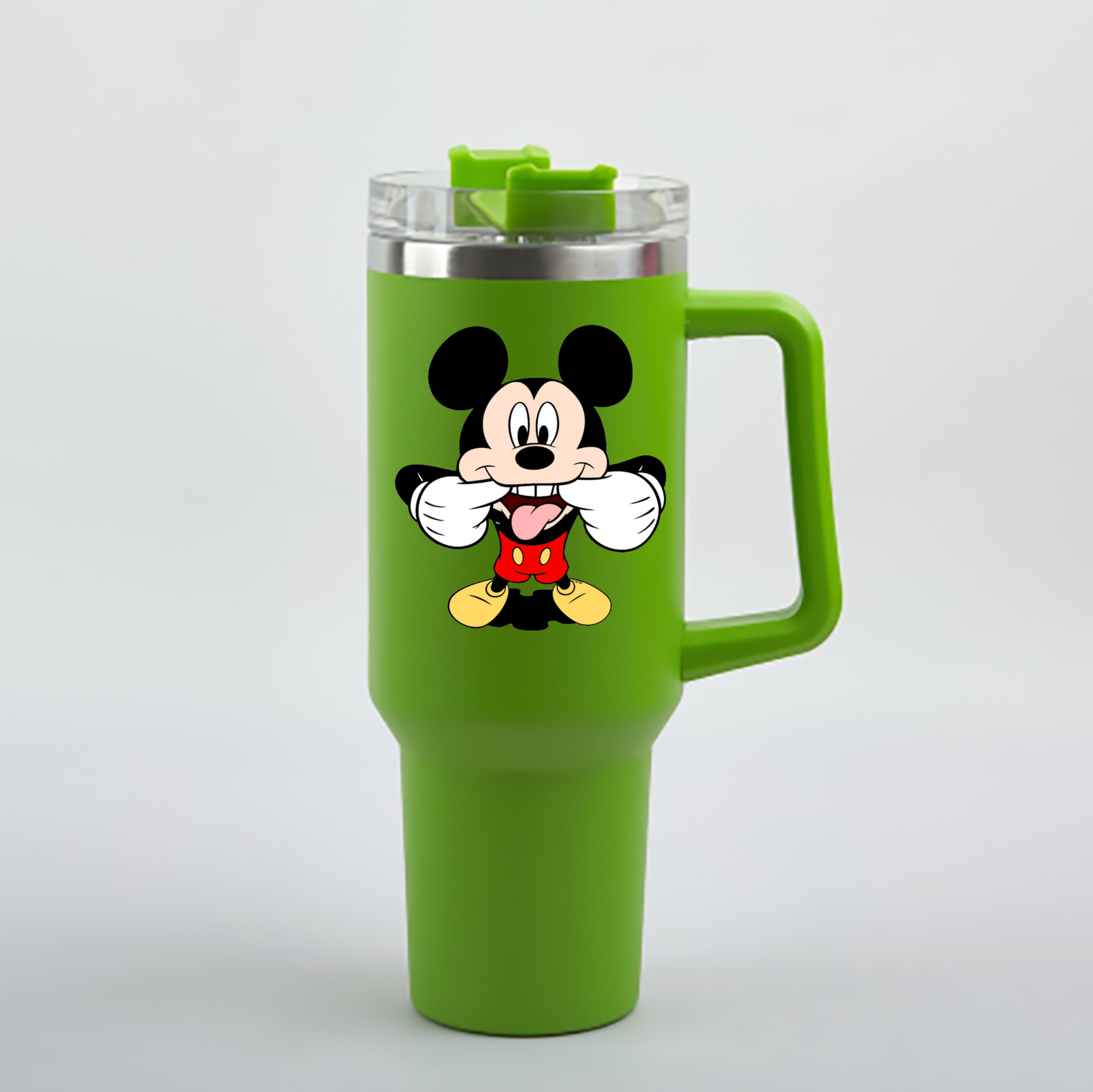 （画像用） ミッキーマウス Mickey Mouse 1200mL車用タンブラー - クリスタルステッカー（プラスチックストロー付き）